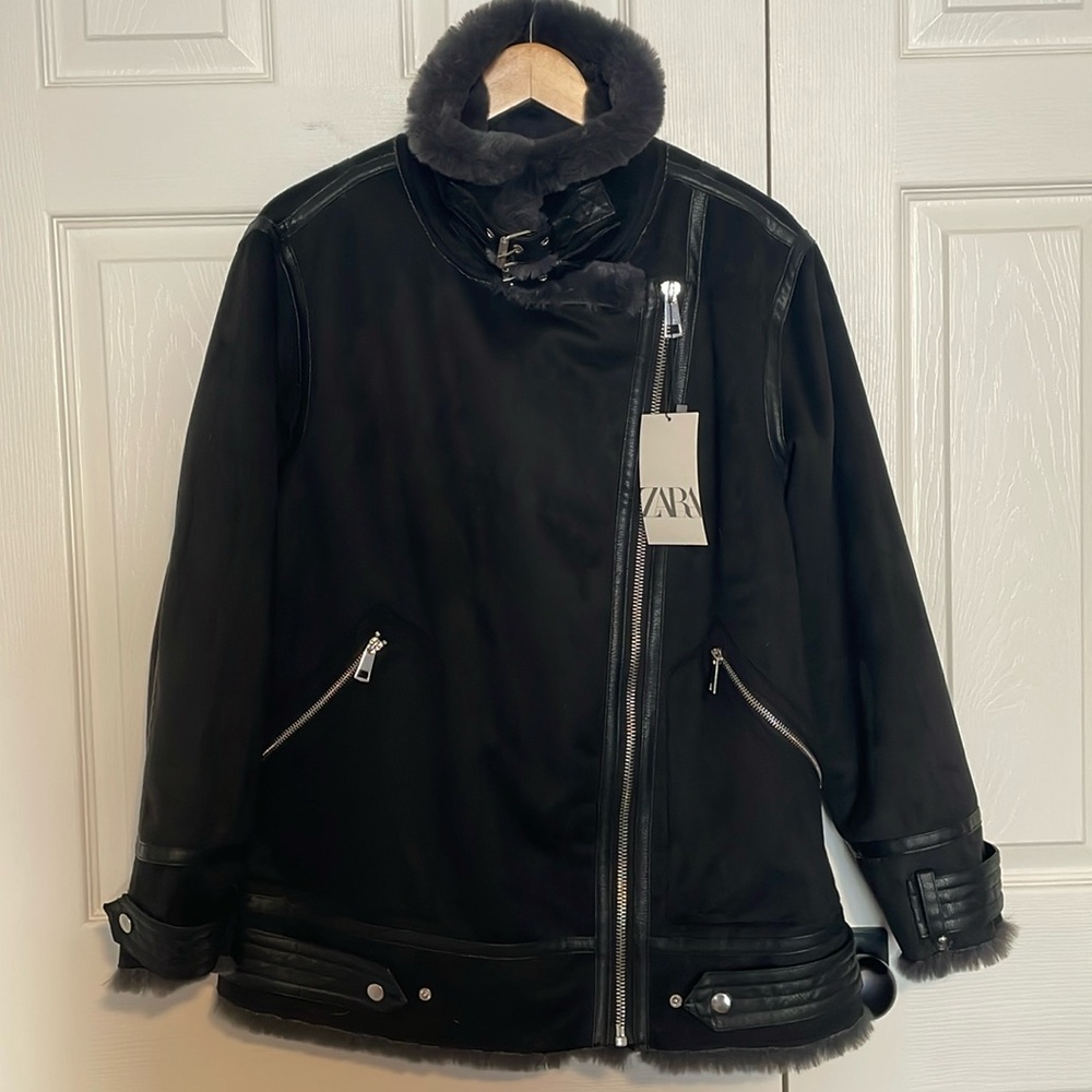Zara Faux Fur Moto Jacket